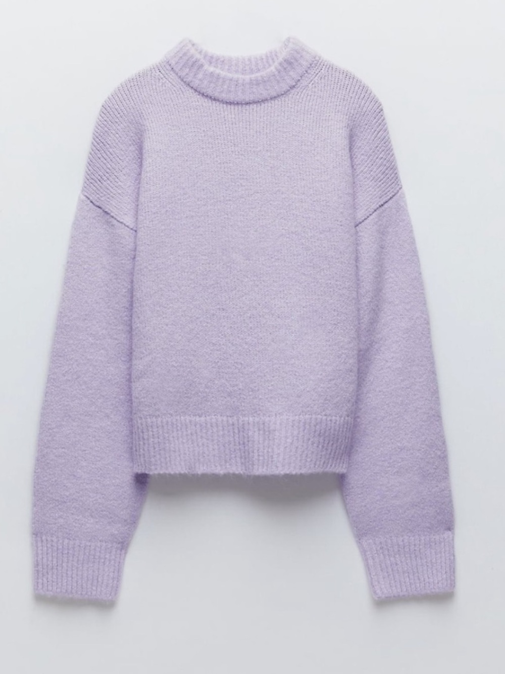 Zara Lavender Fuzzy Mock Neck Cropped Sweater Alpaca Blend Women’s Small